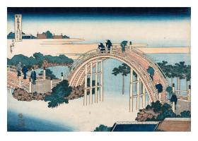 Drum Bridge of Kameido Tenjin Shrine by Katsushika Hokusai