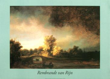 Landscape with Stone Bridge, 1638-1640 by Rembrandt van Rijn